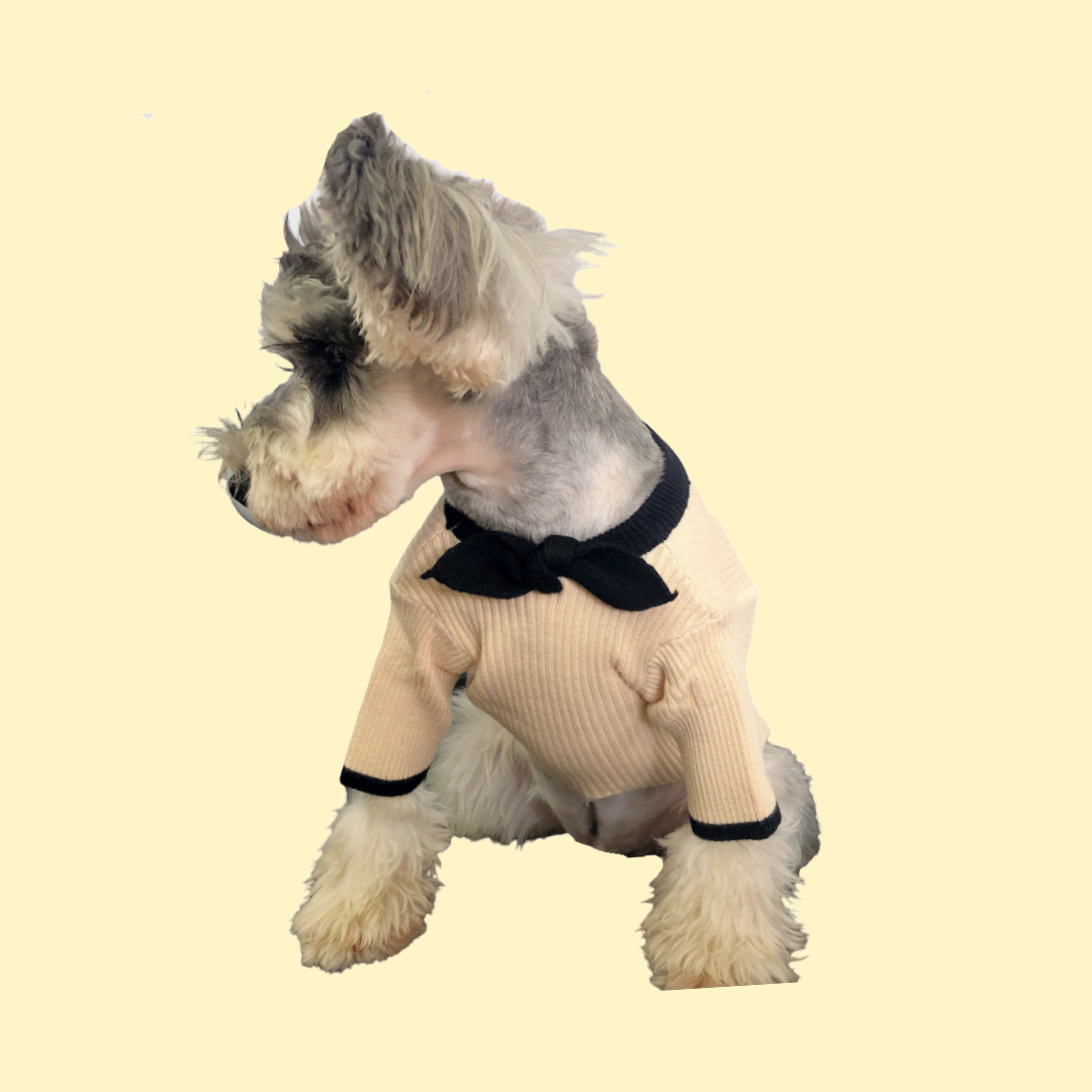 Elegant Pet Sweater with Bow Tie Details on Collar