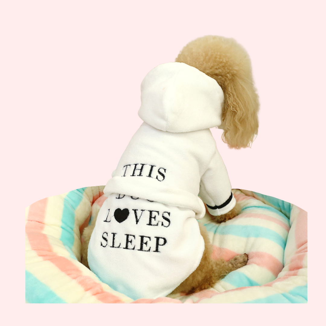 Funny Pet Robe | For Frenchie, Bulldog and Pug | The Dog Loves Sleep