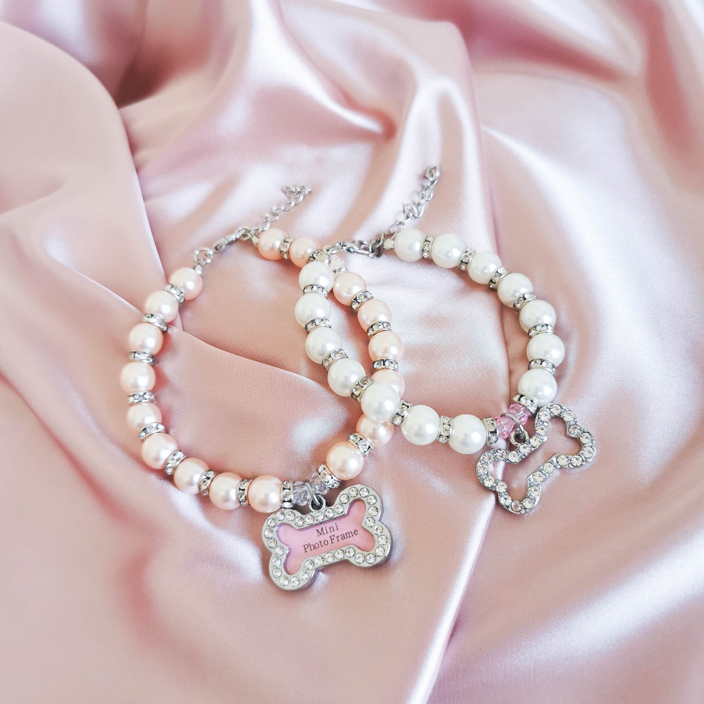 Elegant Pearl and Rhinestone Pet Necklace & Collar