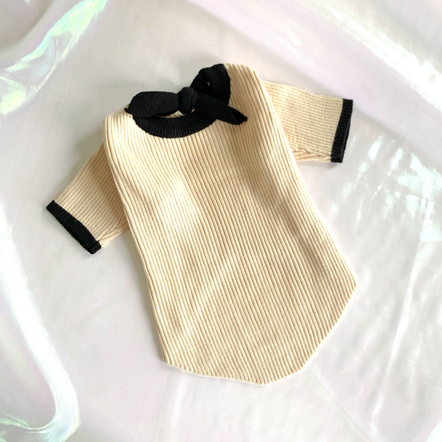 Elegant Pet Sweater with Bow Tie Details on Collar