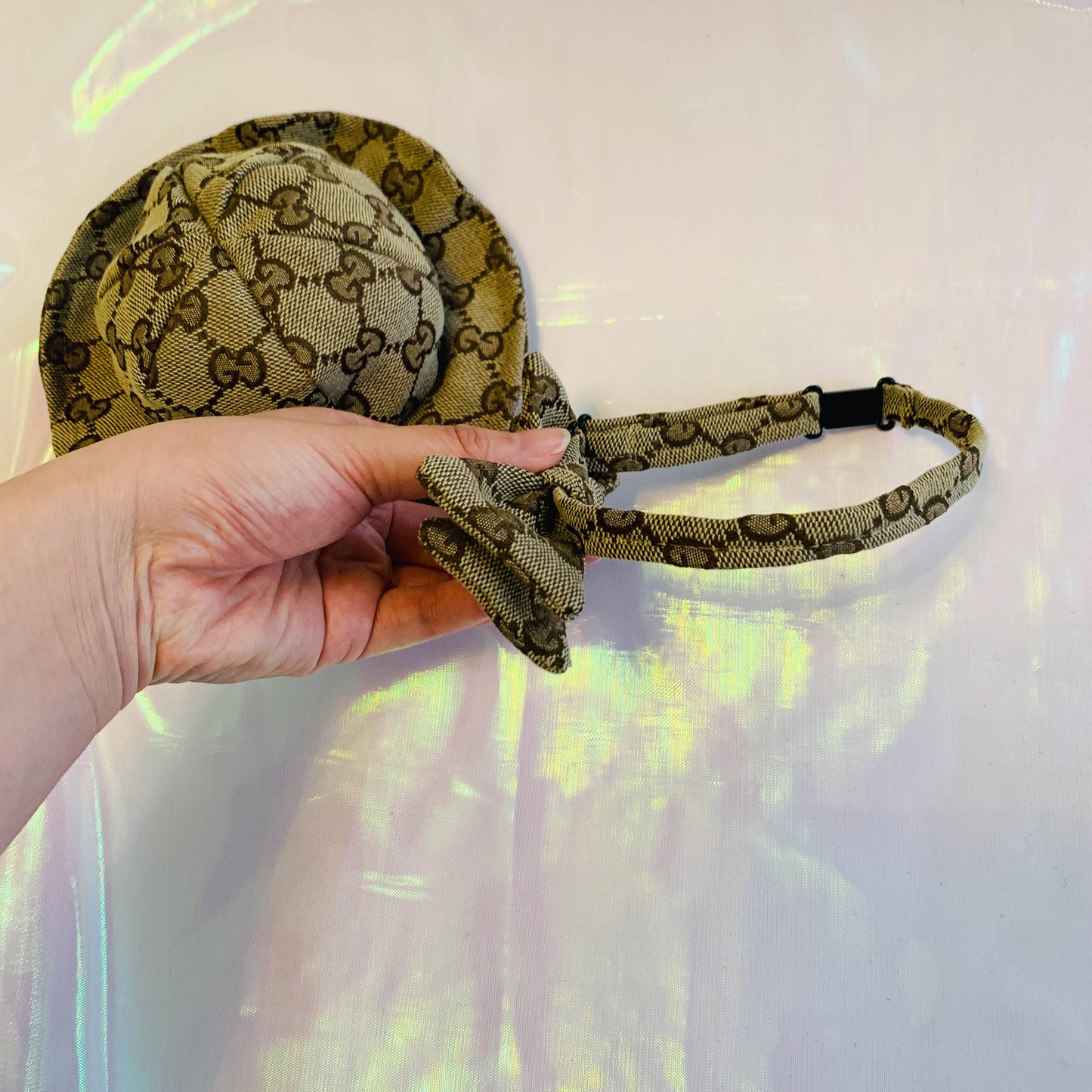 CUTE! Monogram L o g o Pet Hat & Bow Set