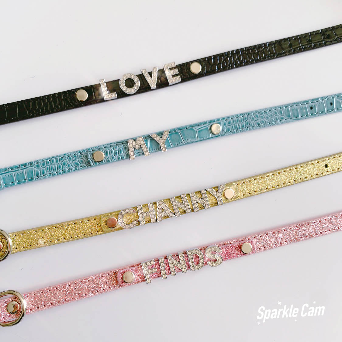Customizable Pet Name Collar in Embossed & Glitter PU Leather | For Cats and Dogs