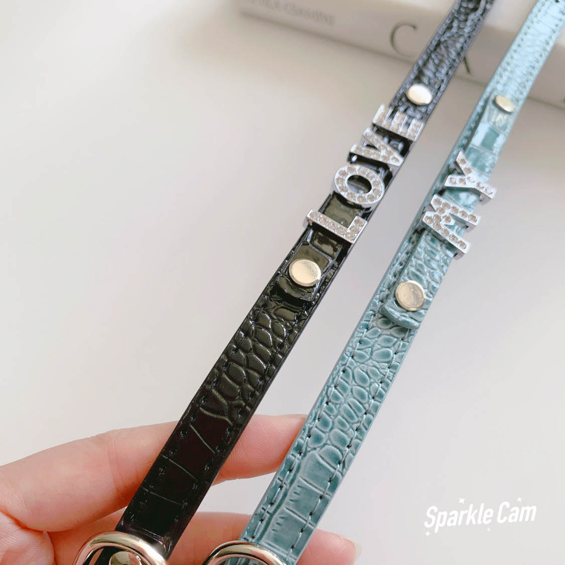 Customizable Pet Name Collar in Embossed & Glitter PU Leather | For Cats and Dogs