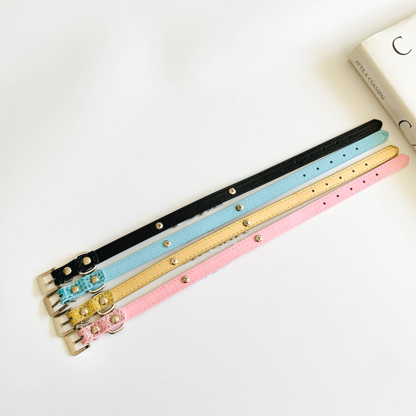 Customizable Pet Name Collar in Embossed & Glitter PU Leather | For Cats and Dogs