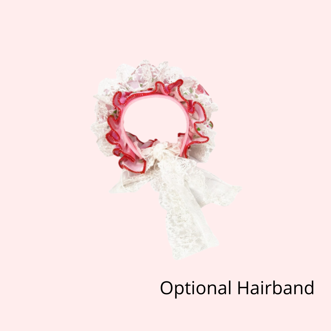 Passion Red Apple Pattern Harness Dress | For Elegant Dogs and Cats