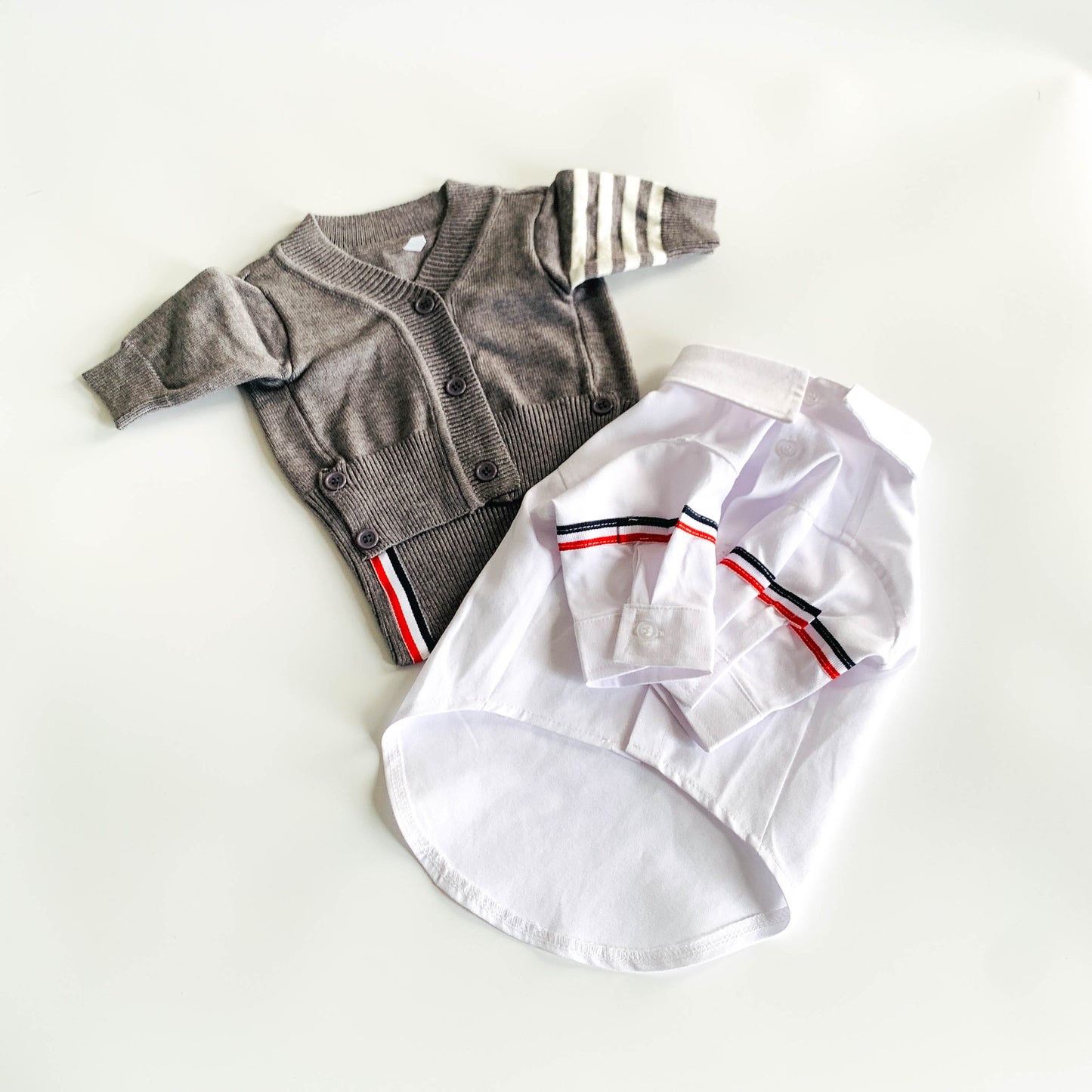 Parody Style | Tri-strip Fashion Pet Shirt | White and Grey