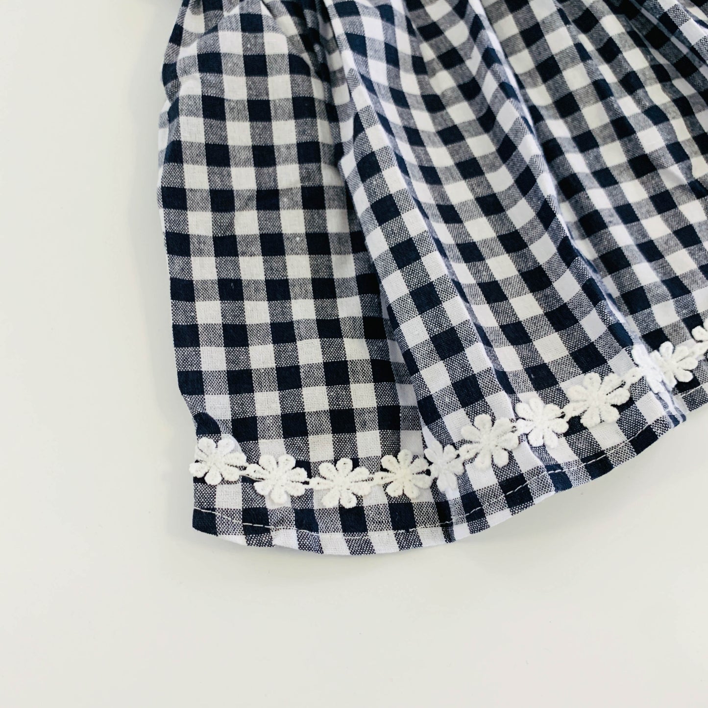 Summer Plaid Monochrome Pet Dress w Red Apple Embossing | Pet Stylish Dress