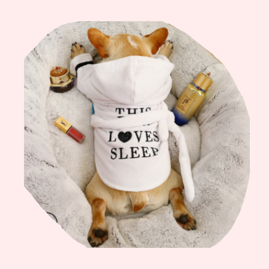 Funny Pet Robe | For Frenchie, Bulldog and Pug | The Dog Loves Sleep