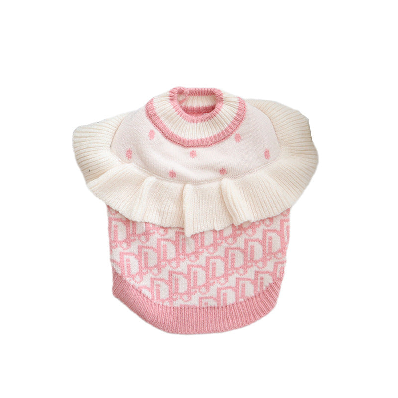 Pink Ruffle Print Sweater